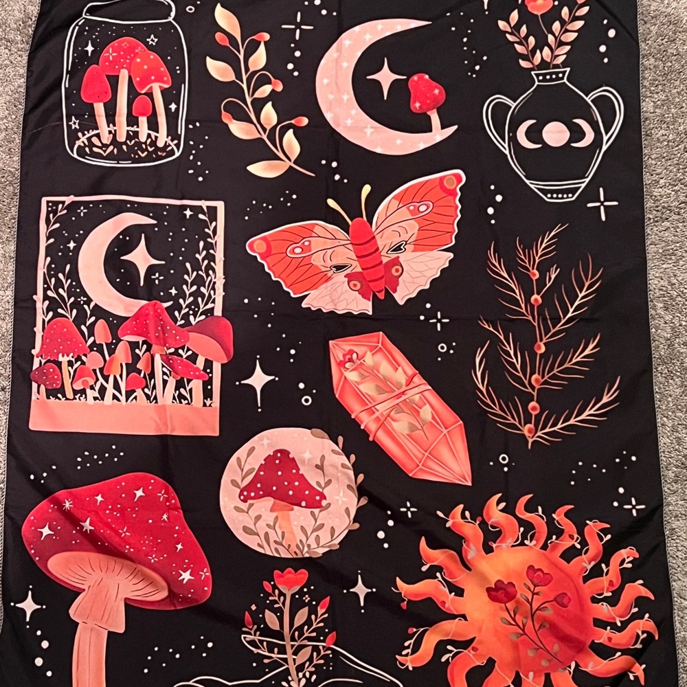 Black and Red Mystical Tapestry